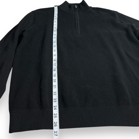 Michael Kors Sweater Men’s L Textured Knit 1/4 Zip Black Mock Neck Quiet Luxury - Picture 7 of 8